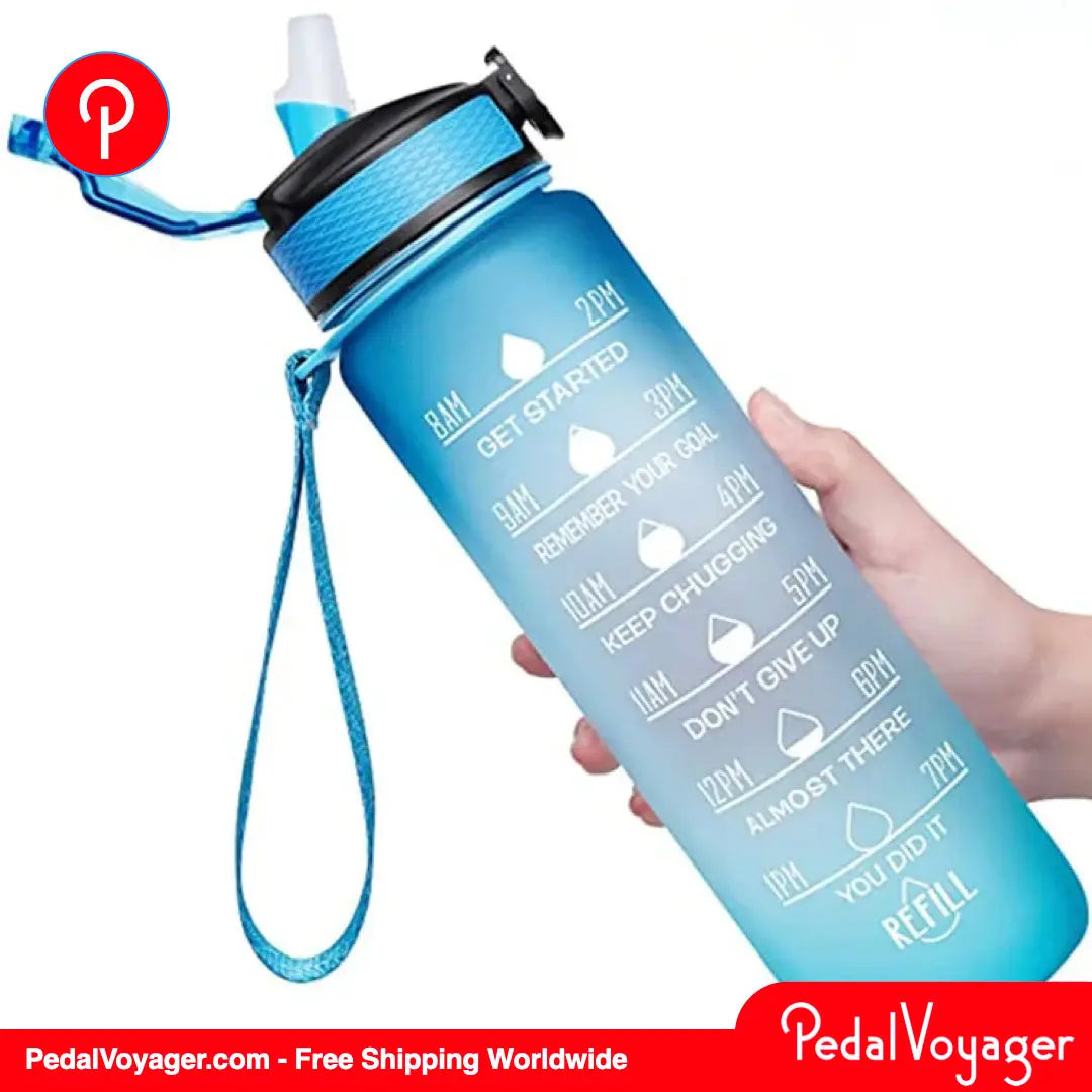 PedalVoyager Brompton Cyclist's Water Bottle - Leakproof 900ml Motivational Hydration Jug PedalVoyager