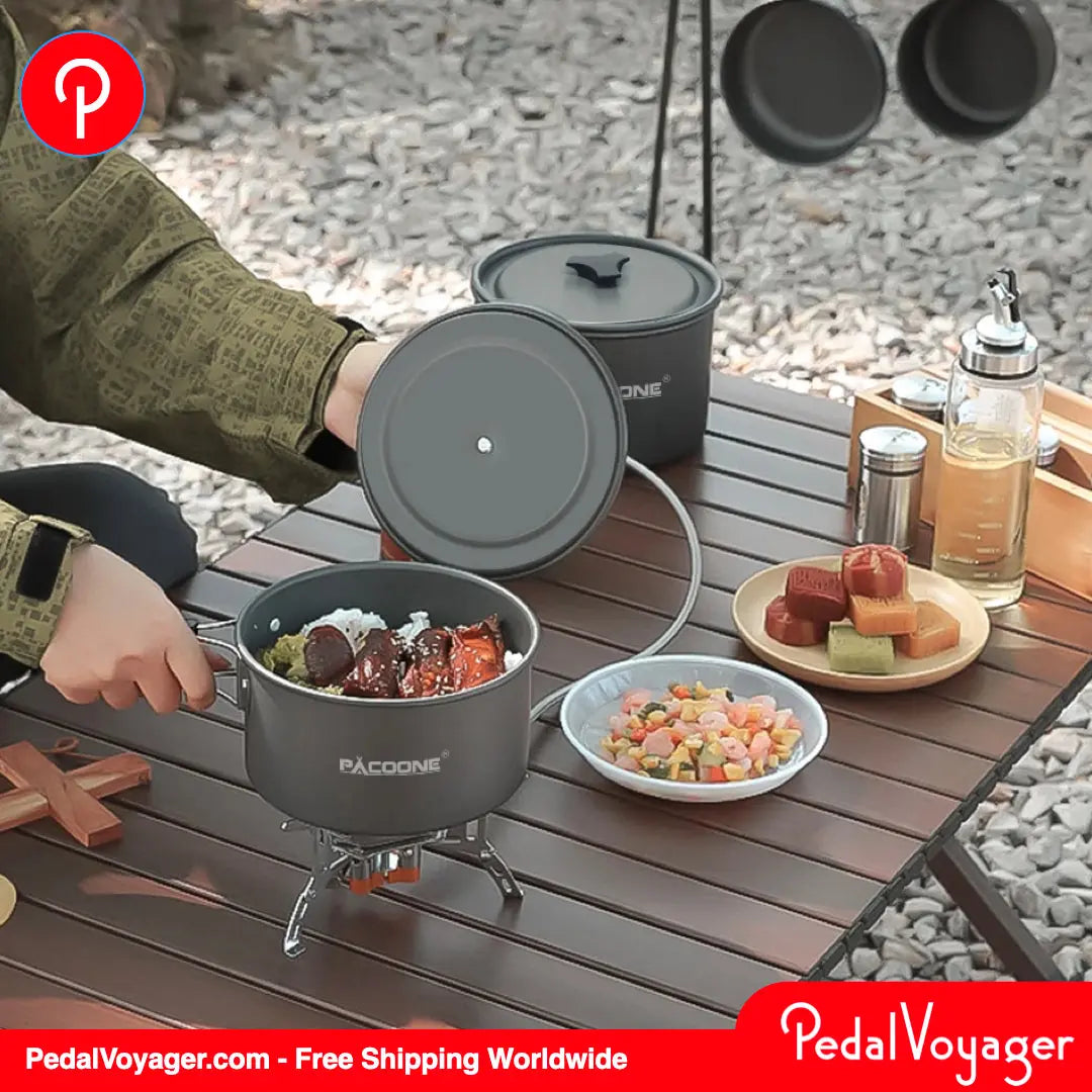 PACOONE Camping Cookware Set for - Ideal for Brompton Owners PedalVoyager